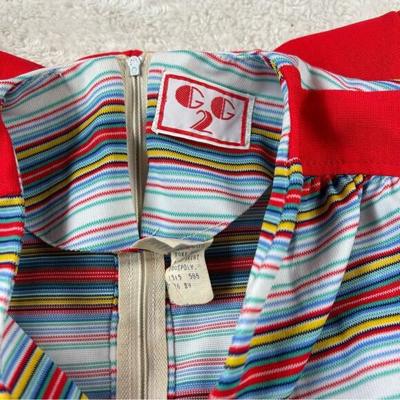 Vintage 70s G2G ls striped top fit and flare union made midi dress, 9 - Picture 8 of 10